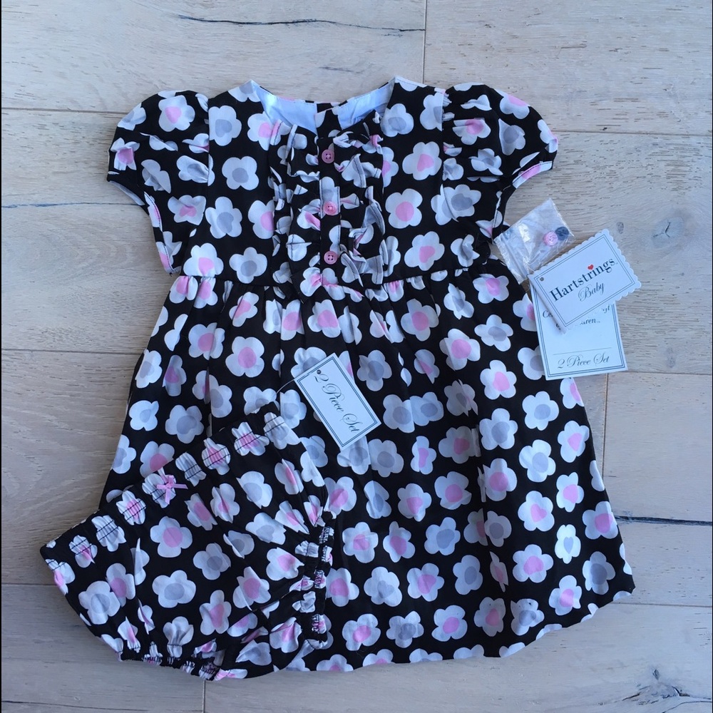 NWT Hartstrings Baby Floral Dress and Bloomers