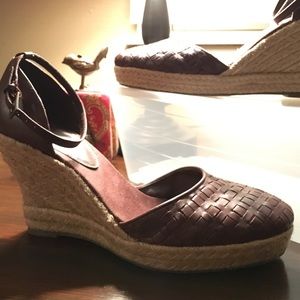 Brown wedge sandals 9.5