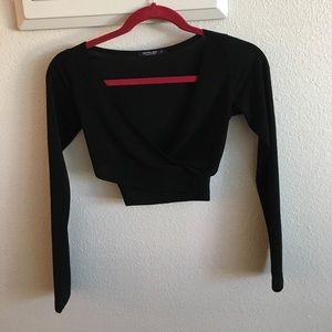 Long sleeved wrap around crop top