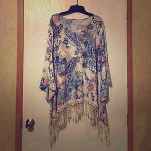 Paisley print crochet tunic
