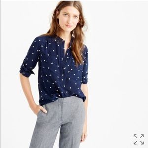 J. Crew silk popover shirt in polka dot