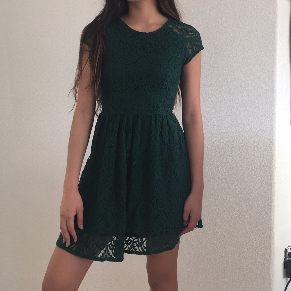 Emerald green lace dress