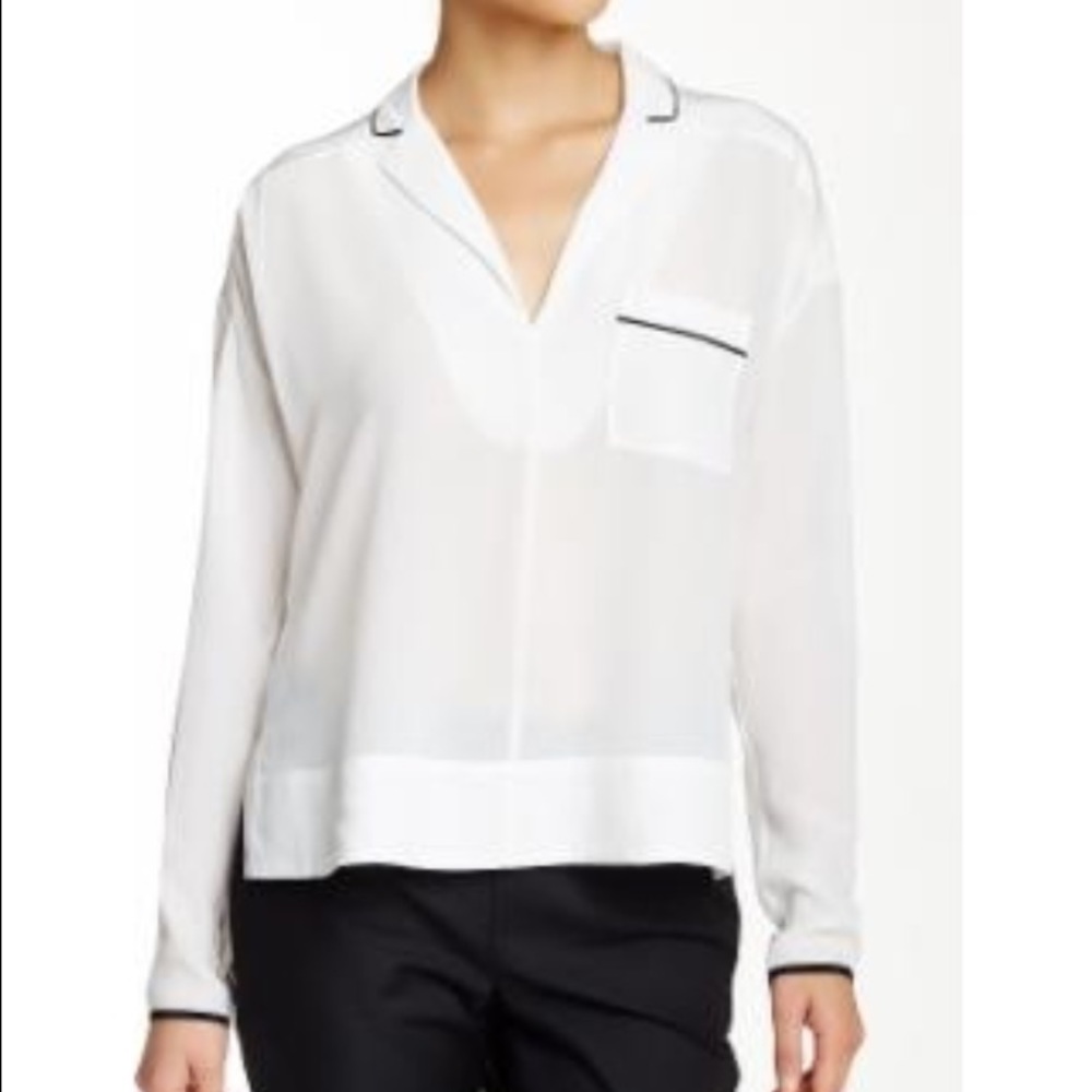NWOT French Connection Silk Contrast Trim Blouse