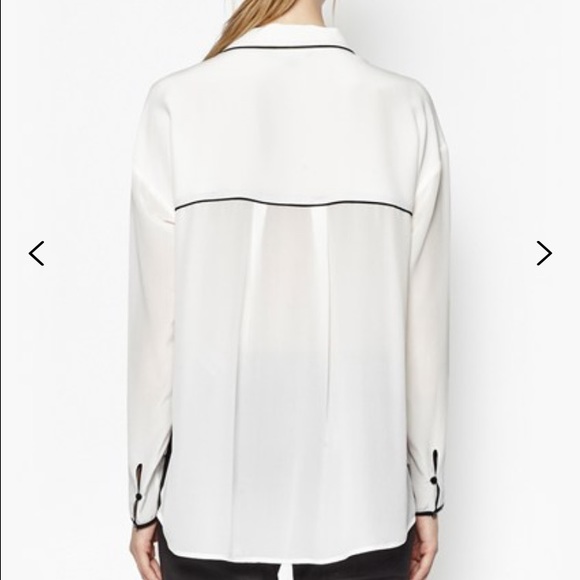 NWOT French Connection Silk Contrast Trim Blouse - Picture 2 of 4