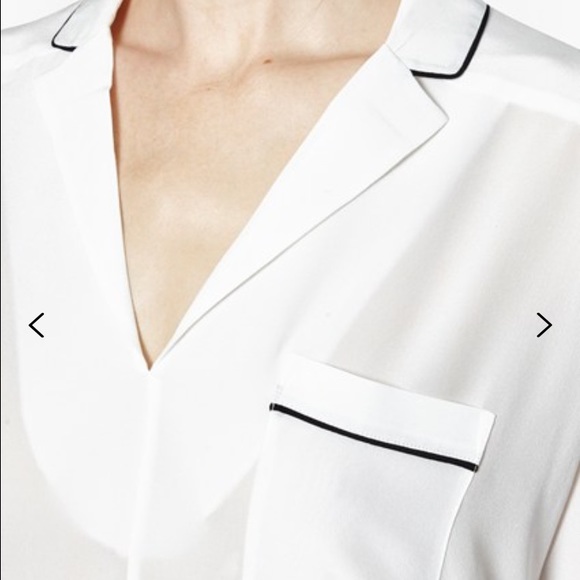 NWOT French Connection Silk Contrast Trim Blouse - Picture 3 of 4