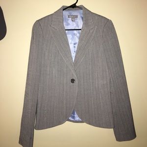 Grey pinstripe blazer with blue liner