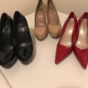 Three pairs of Delicious pumps