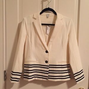 NWT JCrew off white w/ black stripes blazer