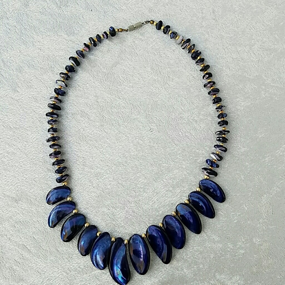 Vintage Blue Shell Necklace
