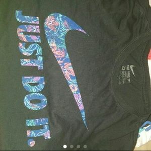 Nike " Just Do It " Floral Swoosh Shirt