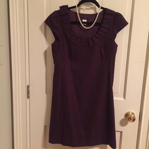 J. Crew Dresses - JCrew plum colored suiting dress ruffle neckline J. Crew Dresses - JCrew plum colored suiting dress ruffle neckline