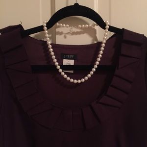 J. Crew Dresses - JCrew plum colored suiting dress ruffle neckline J. Crew Dresses - JCrew plum colored suiting dress ruffle neckline