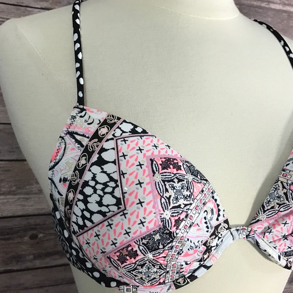VS Bikini Top Iconic Paisley Metallic Pink Black - Picture 4 of 5