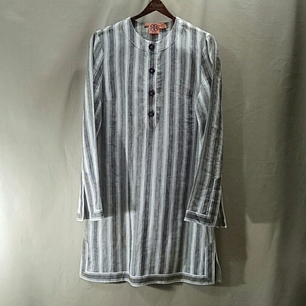 Tory Burch 100% linen, green/brown/beige tunic