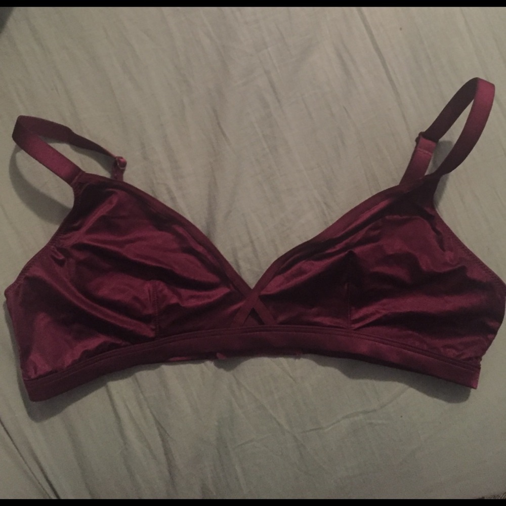 maroon satin bralette