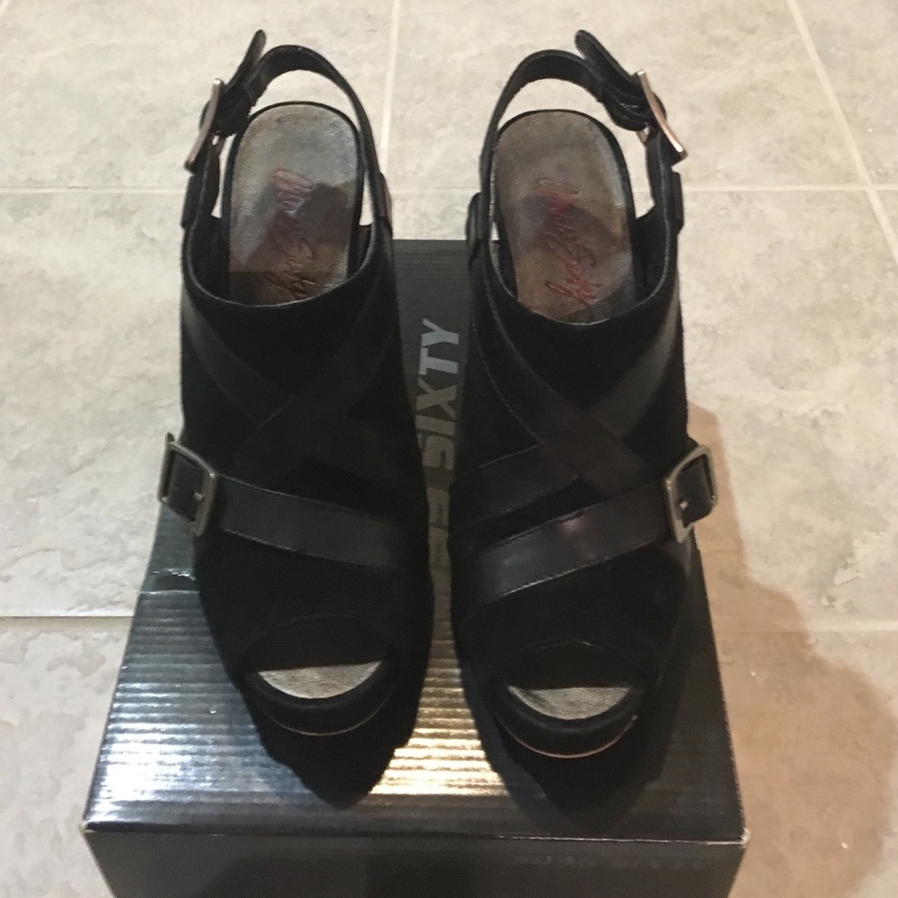 Miss Sixty black suede platform heel
