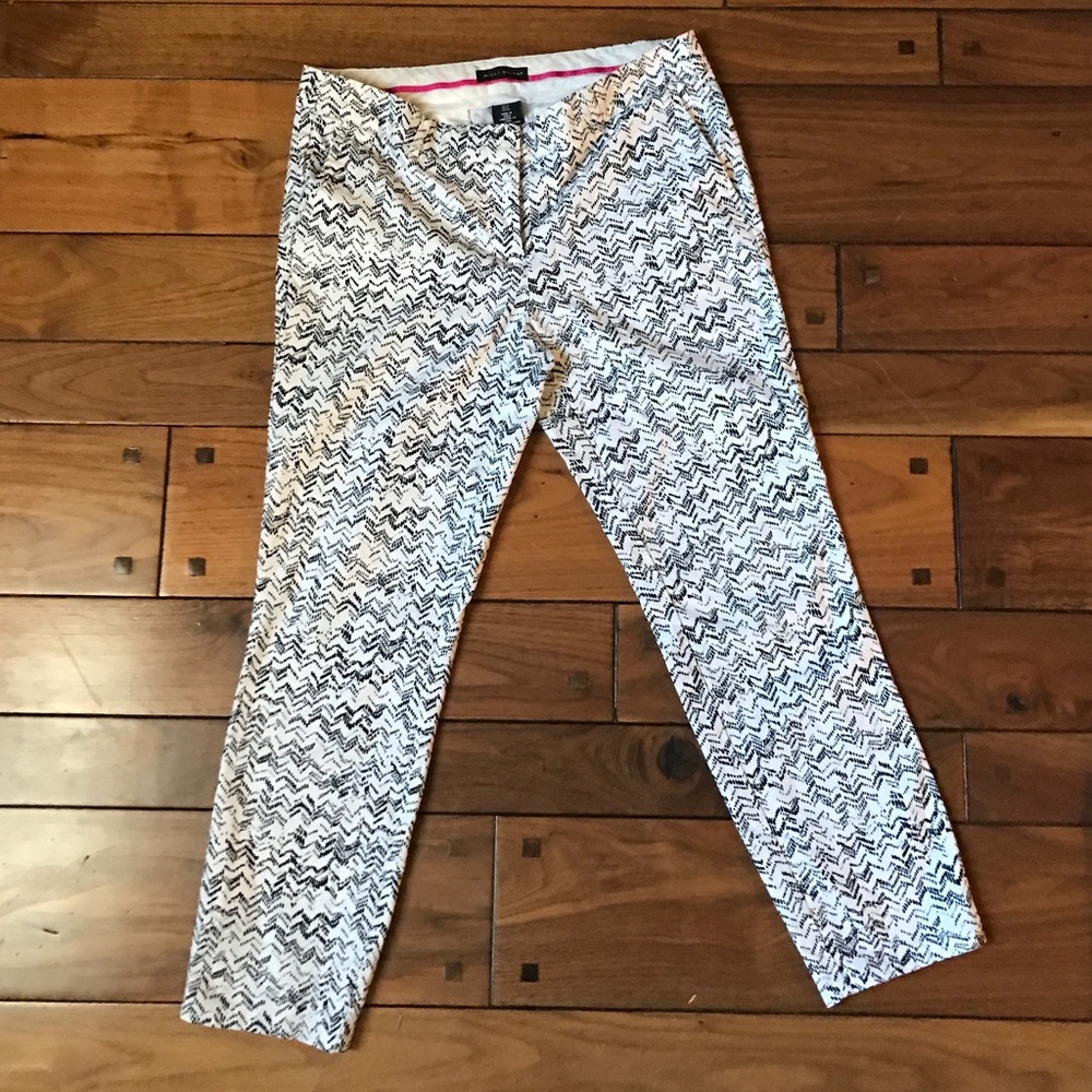 White Capri Pants with black prints