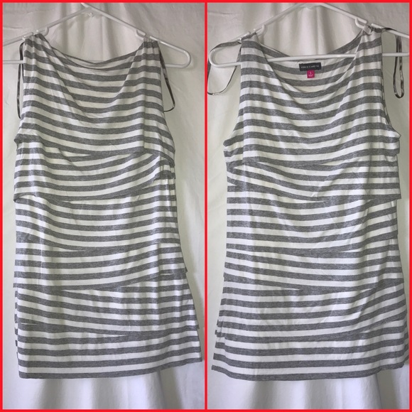 Layered stripe sleeveless shell top - Picture 4 of 5
