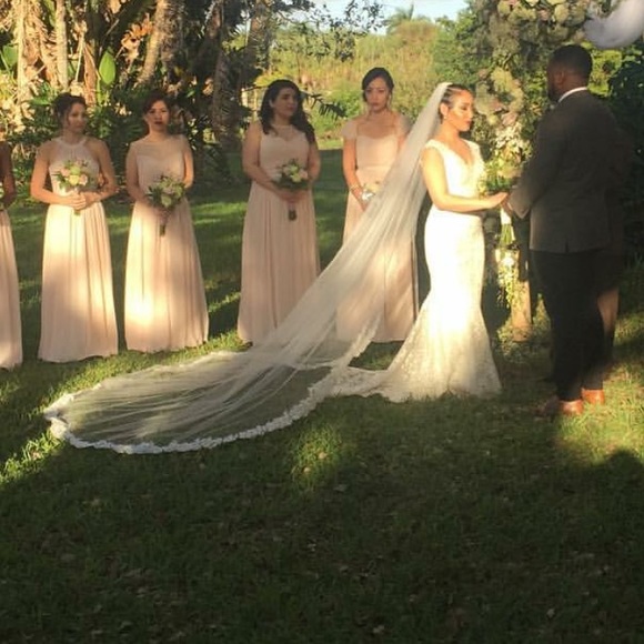 Lace cathedral wedding veil