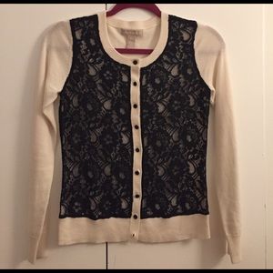Banana Republic Ivory Sweater Cardigan with Lace