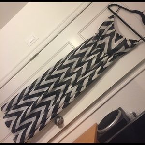 Chevron print strapless maxi