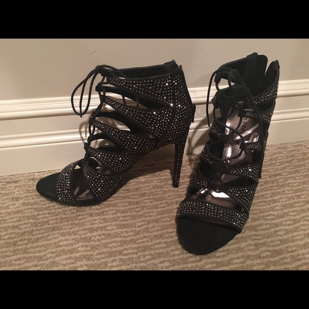 Madden Girl lace up sequin bootie type shoes