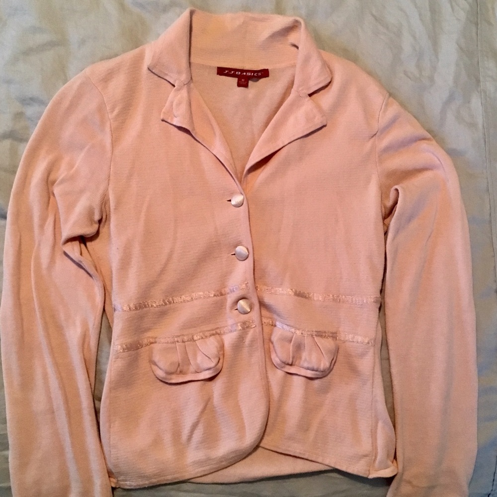 J.J. Basics ribbon trim knit blazer