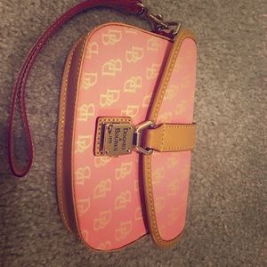 Pink and Tan Dooney & Bourke Wristlet