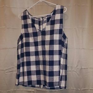 Checkered Button Back Tank