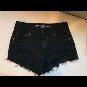 High Rise Black American Eagle Shorts