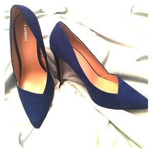 Express Jewel Toned Royal Blue Asymmetrical Heels