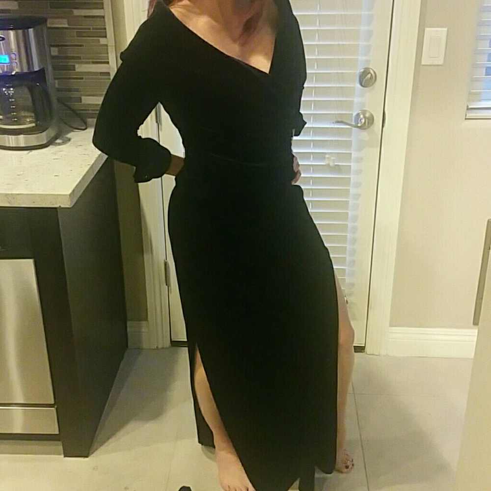 Tadashi black velvet skirt and top