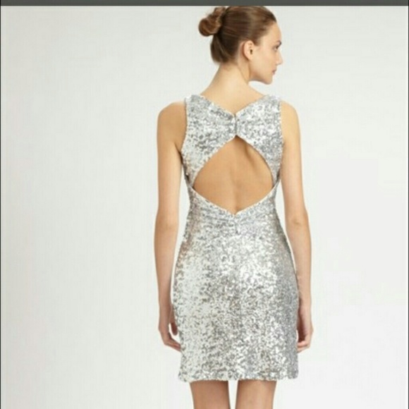 💥SOLD💥 Badgley Mischka Silver Sequin Dress - Picture 1 of 4