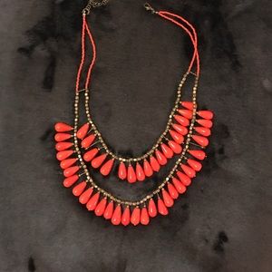 Stunning red beaded double layer necklace