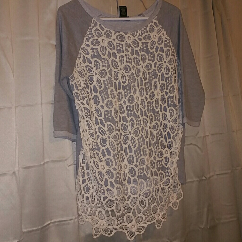 Lace front long sleeve shirt