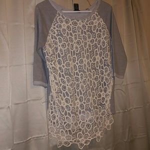 Lace front long sleeve shirt