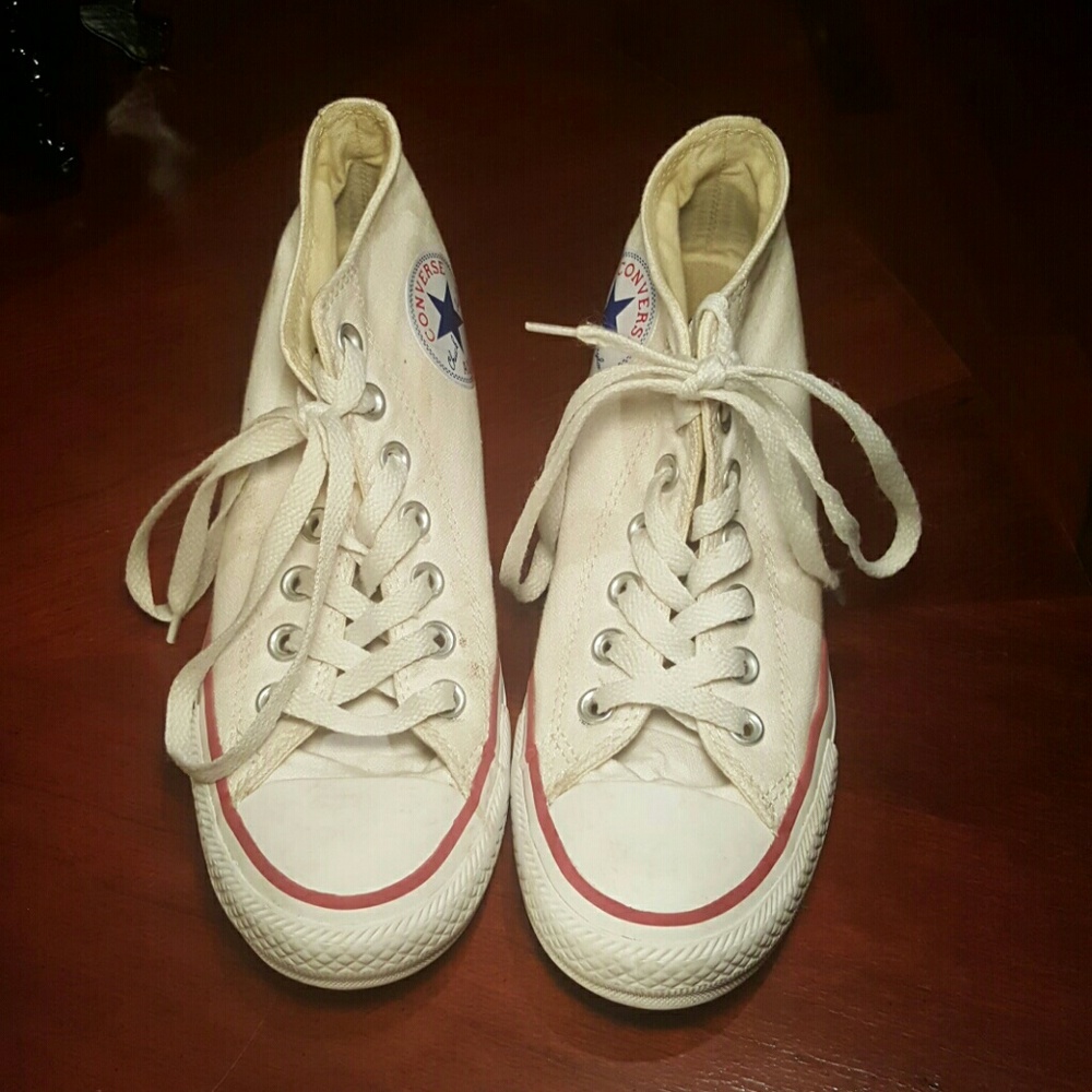 High heeled white Converse