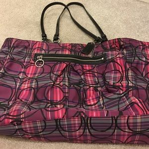 Large Coach Purple & Black Themed Shoulder Bag