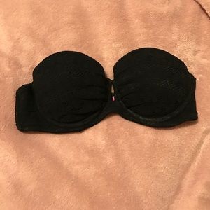 Black strapless lace VS swim suit top