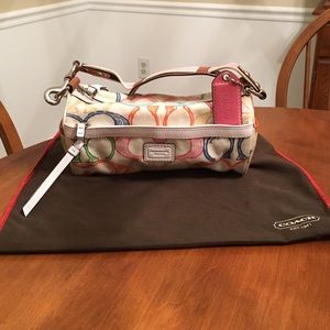 Authentic Coach multi- colored white bag