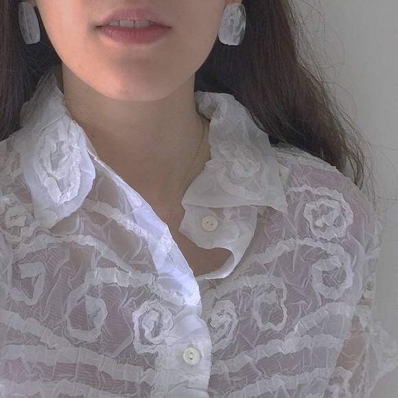 White/clear mesh shirt-sleeve shirt - Picture 3 of 3