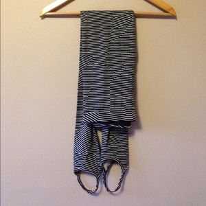 Funky black and white striped leggings