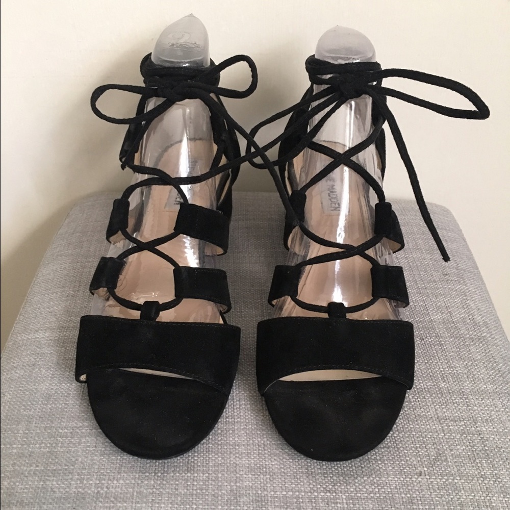 Steve Madden KITTYY Black Lace-Up Sandals size 6.5