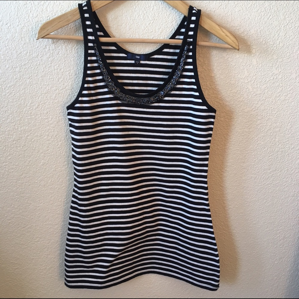 Gap Beaded Neck Striped Tank Top