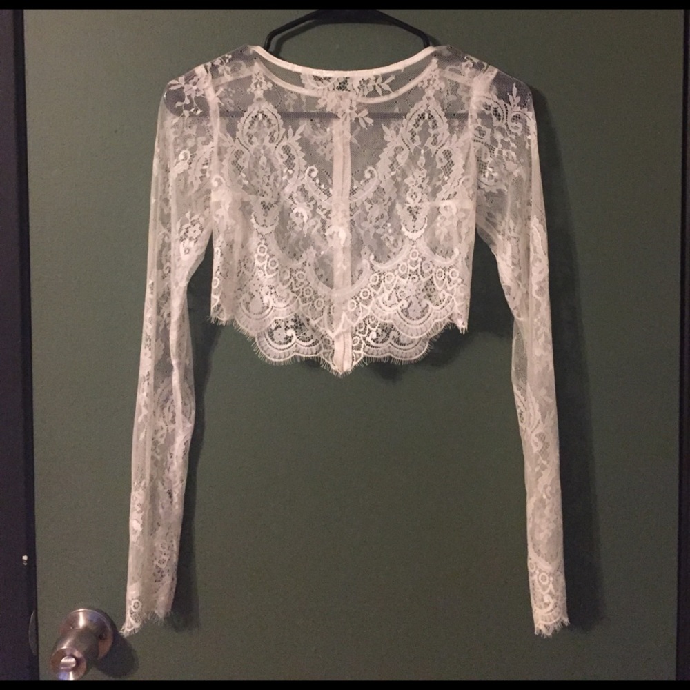 Handmade white lace top