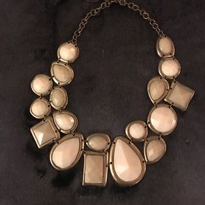 Chunky jeweled gold and cream necklace