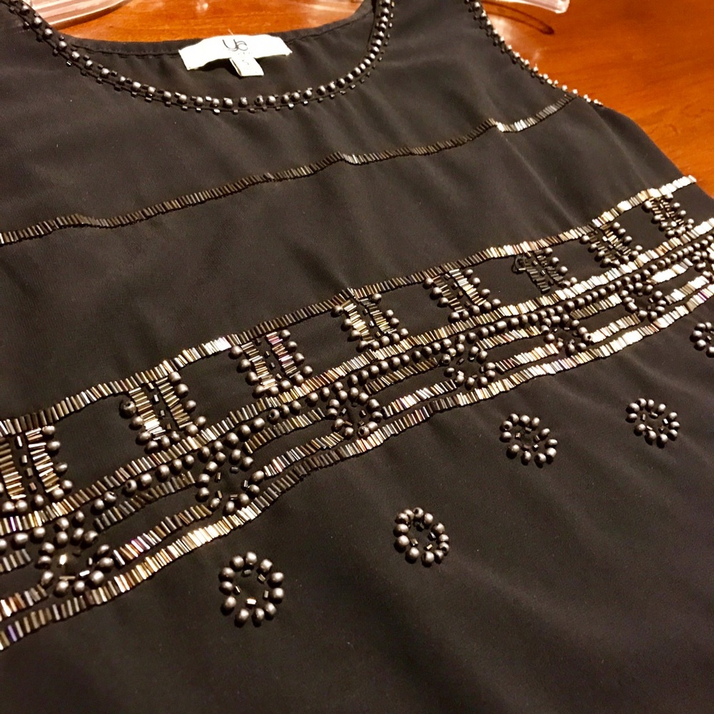 Beaded black sheer top
