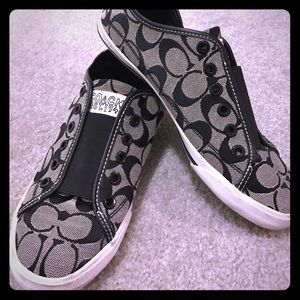Grey & Black Slip On Coach Tennis Shoes