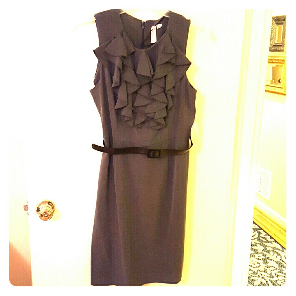 Ruffle front shift dress