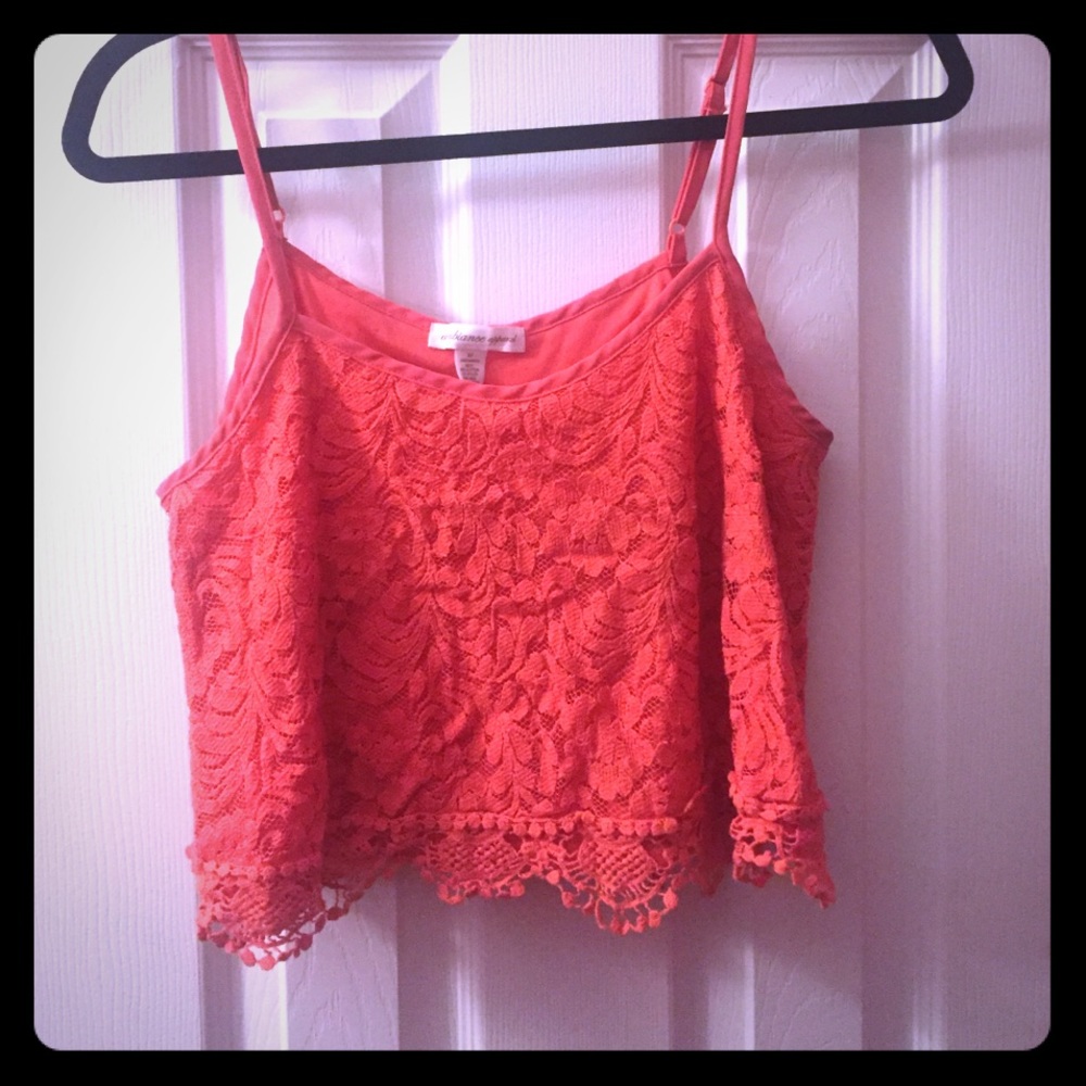 Pink lace crop top